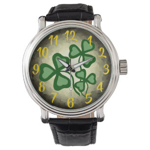 Montre Shamrock de café irlandais/trèfle vert, Irlande, r