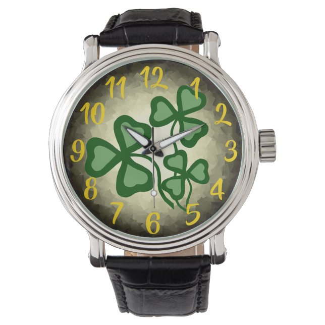 Montre Shamrock de café irlandais/trèfle vert, Irlande, r (devant)
