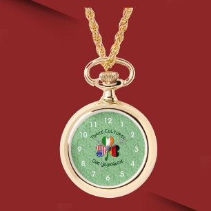 Montre Shamrock irlandais américain allemand personnalisé