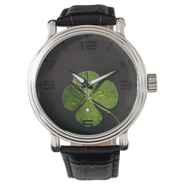 Montre Shamrock irlandais Four Leaf Clover Watch (devant)