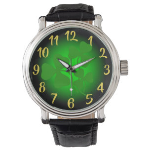 Montre shamrock irlandais/trèfle vert, vert néon irland