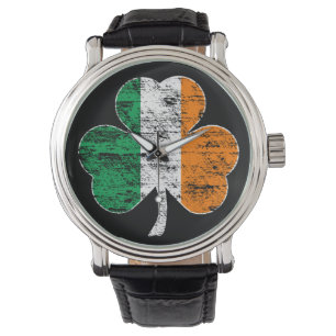 Montre Shamrock irlandais vintage en détresse