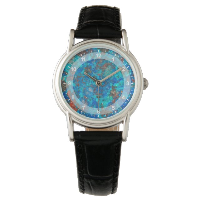 Montre Shattuckite à motif bleu (devant)