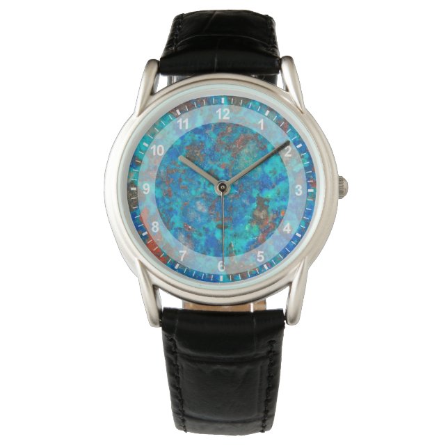 Montre Shattuckite à motif bleu (devant)