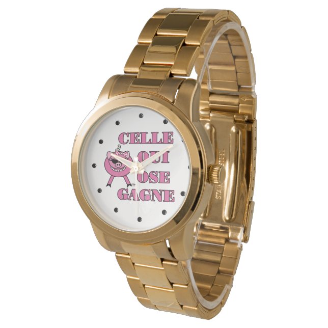 Montre She Who Dares Wins French Saying Ladies  (Incliné)