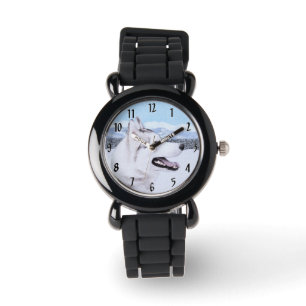 Montre Sibérie Husky (argent et blanc) Peinture Chien Art