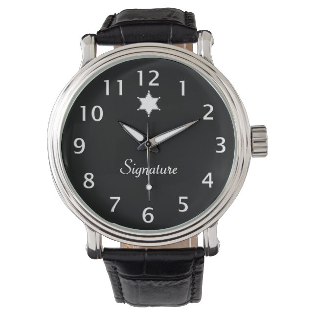 Montre Signature d'insigne noir et blanc (devant)