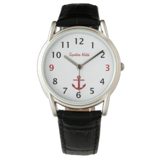 Montre Signature Watch Ancre noir et rouge