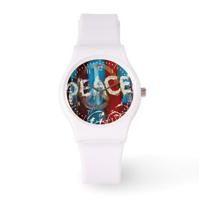 Montre Signe de paix Abstrait de couleur patriotique (Recto)