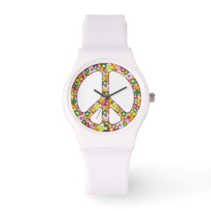 Montre Signe de paix de flower power