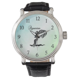 Montre Signe du zodiaque Verseau et symbole bleu vert