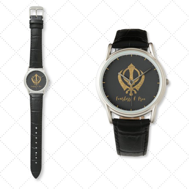 Montre Sikh Khanda "Sans peur et libre" (Créateur téléchargé)