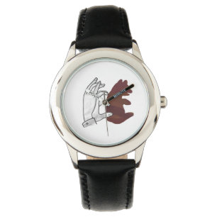 Montre Silhouette à la main Cube d'ours Brown