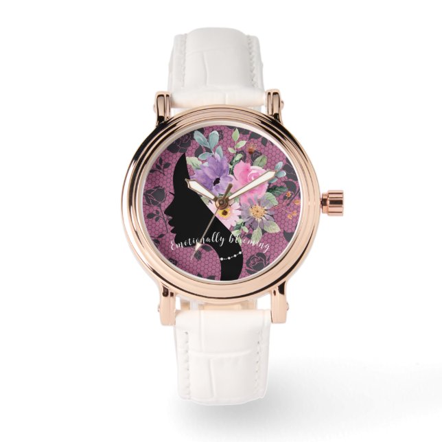 Montre Silhouette chic élégant Fleurs romantiques Graphiq (Recto)