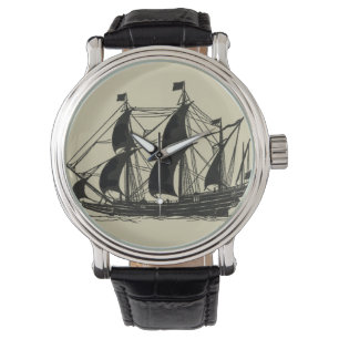 Montre Silhouette de bateau avec les voiles se