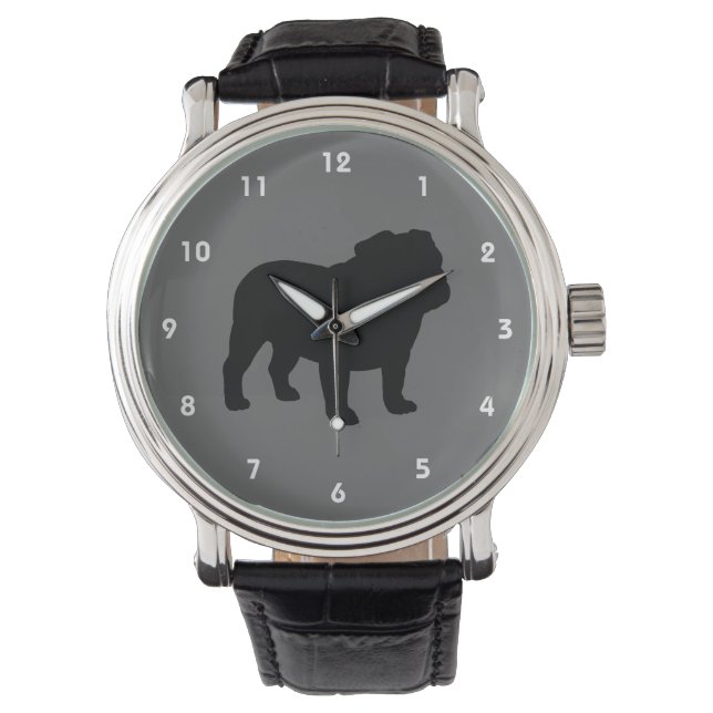 Montre Silhouette de Bouledogue Anglais (devant)