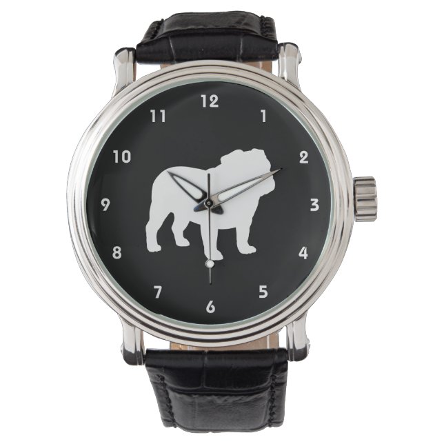Montre Silhouette de Bouledogue Anglais (devant)