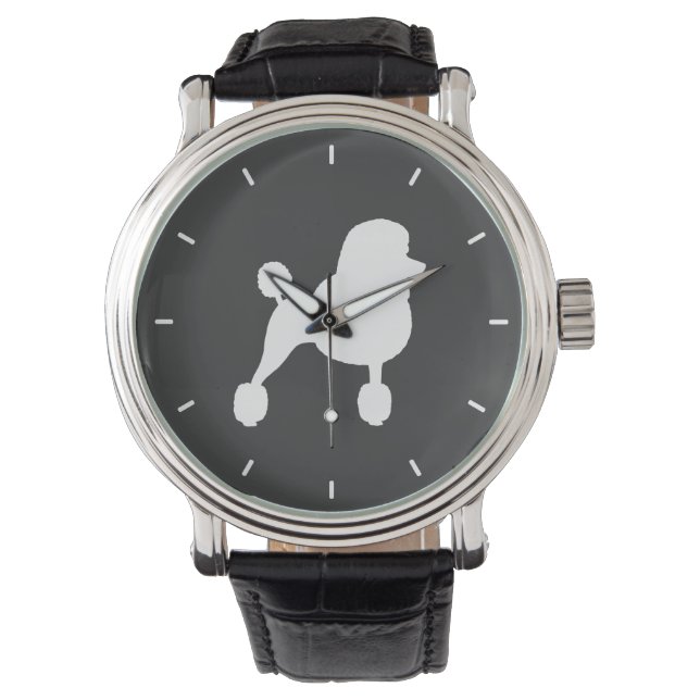 Montre Silhouette de caniche standard blanc (devant)