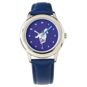 Montre Silhouette de cheval blanc sur le pourpre