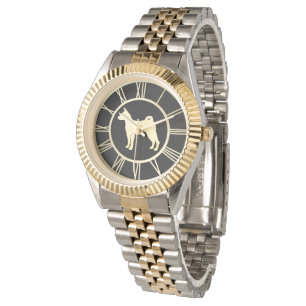 Montre Silhouette de chien Basenji Gold
