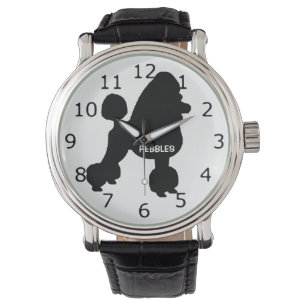 Montre Silhouette de chien de caniche sur mesure