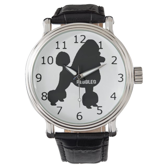 Montre Silhouette de chien de caniche sur mesure (devant)