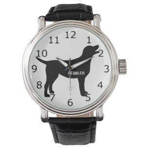 Montre Silhouette de chien de laboratoire noir sur mesure