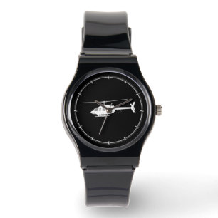 Montre Silhouette de coupe d'hélicoptère noir