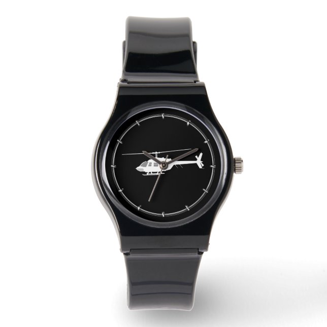 Montre Silhouette de coupe d'hélicoptère noir (Recto)