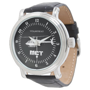 Montre Silhouette de coupe d'hélicoptère personnalisée