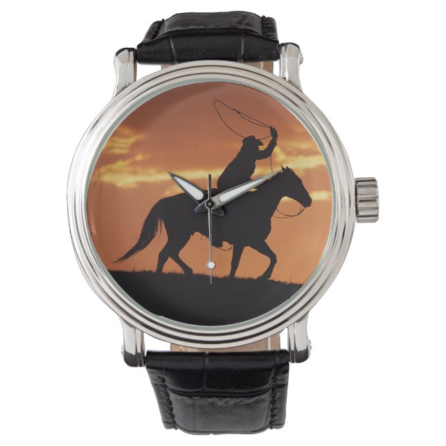 Montre Silhouette de cowboy à cheval près de Fairplay, (devant)