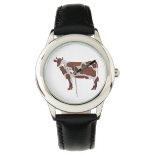 Montre Silhouette de vache marron et blanc