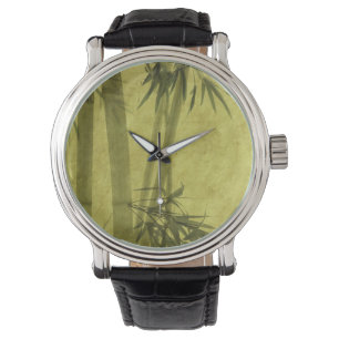 Montre Silhouette des branches d'un bambou sur le papier