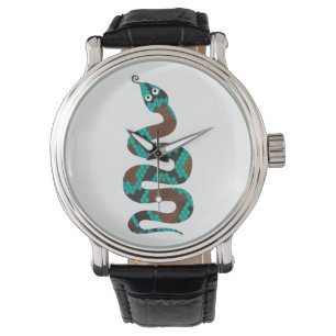 Montre Silhouette d'impression Brown et Turquoise de serp
