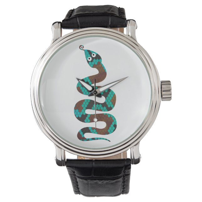 Montre Silhouette d'impression Brown et Turquoise de serp (devant)