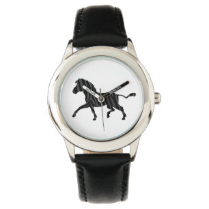 Montre Silhouette d'impression noir et gris Zebra