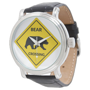 Montre Silhouette d'ours de l'enseigne de passage d'ours