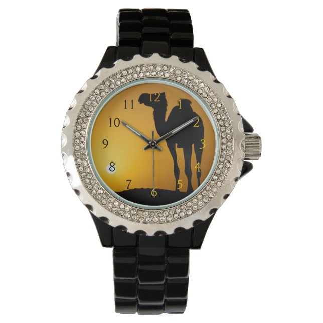 Montre Silhouette d'un chameau sauvage au coucher du sole (devant)