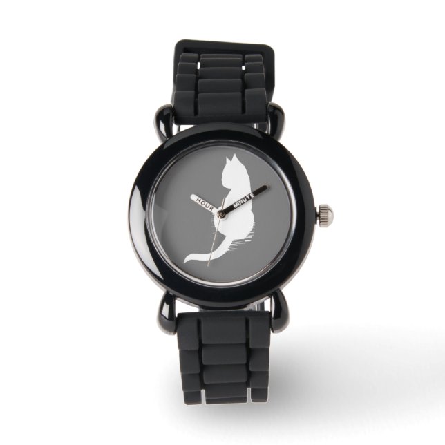 Montre Silhouette en silhouette pour chats gris et blanc (Recto)