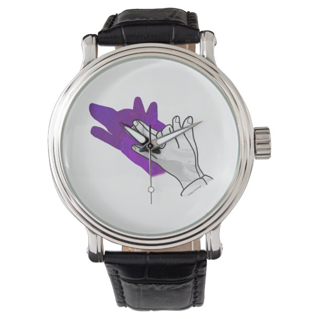 Montre Silhouette main Wolf pourpre (devant)