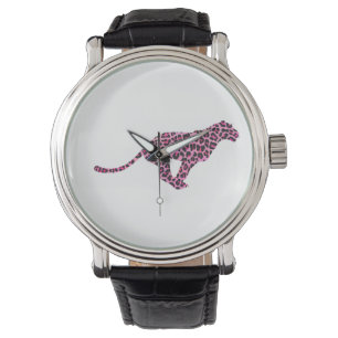 Montre Silhouette rose et léopard noir