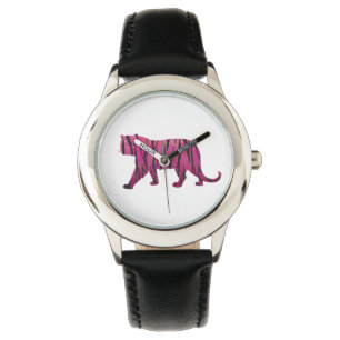 Montre Silhouette Tiger rose et noir