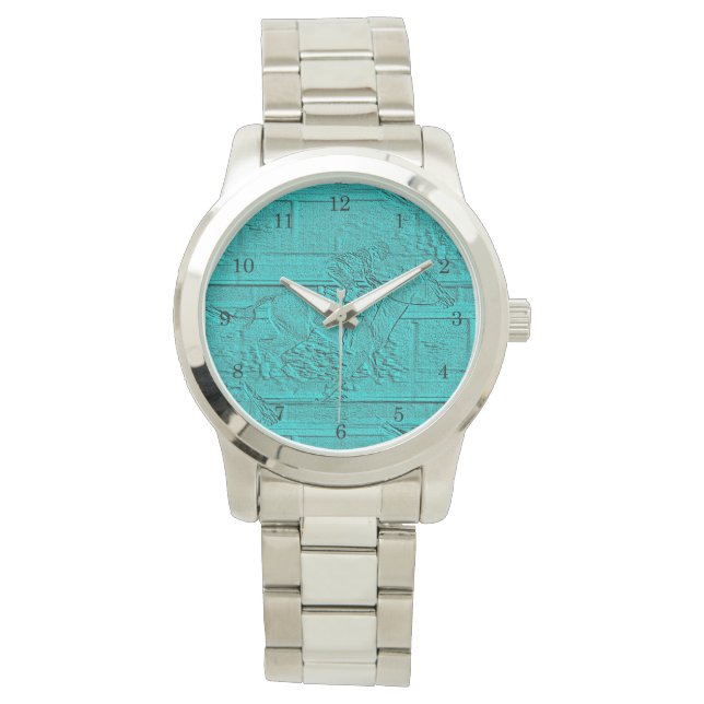 Montre Silhouette turquoise Etched Look Horse Racing (devant)