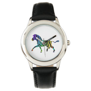 Montre Silhouette Zebra noir et arc-en-ciel