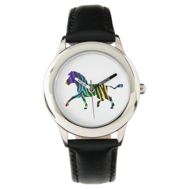 Montre Silhouette Zebra noir et arc-en-ciel (devant)