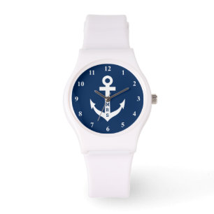 Montre Silicium nautique personnalisé de monogramme