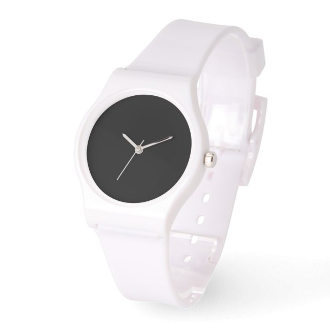Montre Silicone blanc cadran noir (Angle)