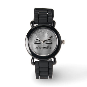 Montre Silver Glitter Sparkle Eyelashes Monogram