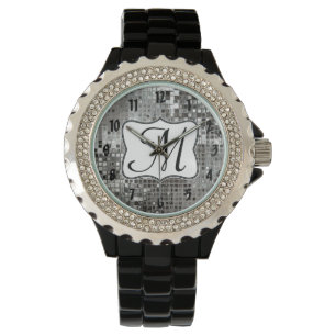Montre Silver Sequin Dazzle Glitz Glam Disco Ball Watch