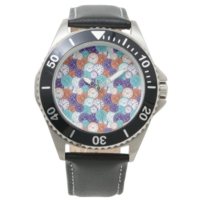 Montre Silver watch with a colorful geometric mosaic dial (devant)